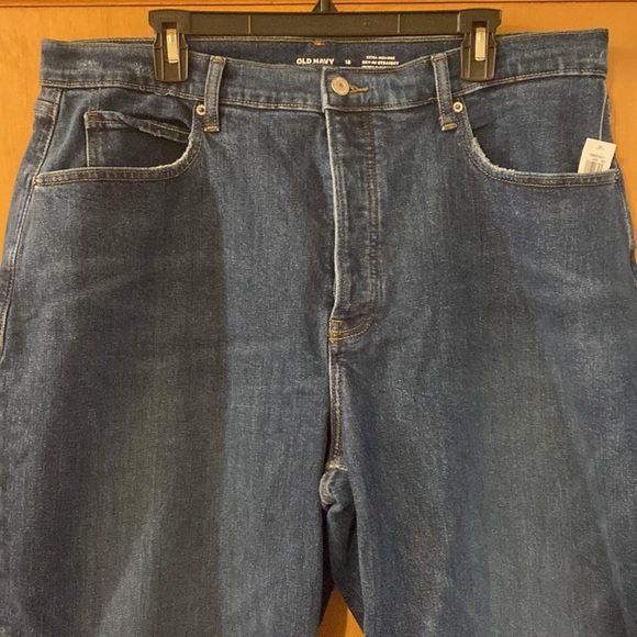 Old Navy Extra High Rise Sky Hi Straight Jeans Secret Slim Pockets Plus Size 18 - Picture 2 of 12